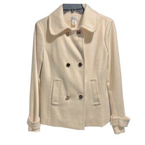 LILLY PULITZER Cream Pea Coat Wool Size 6